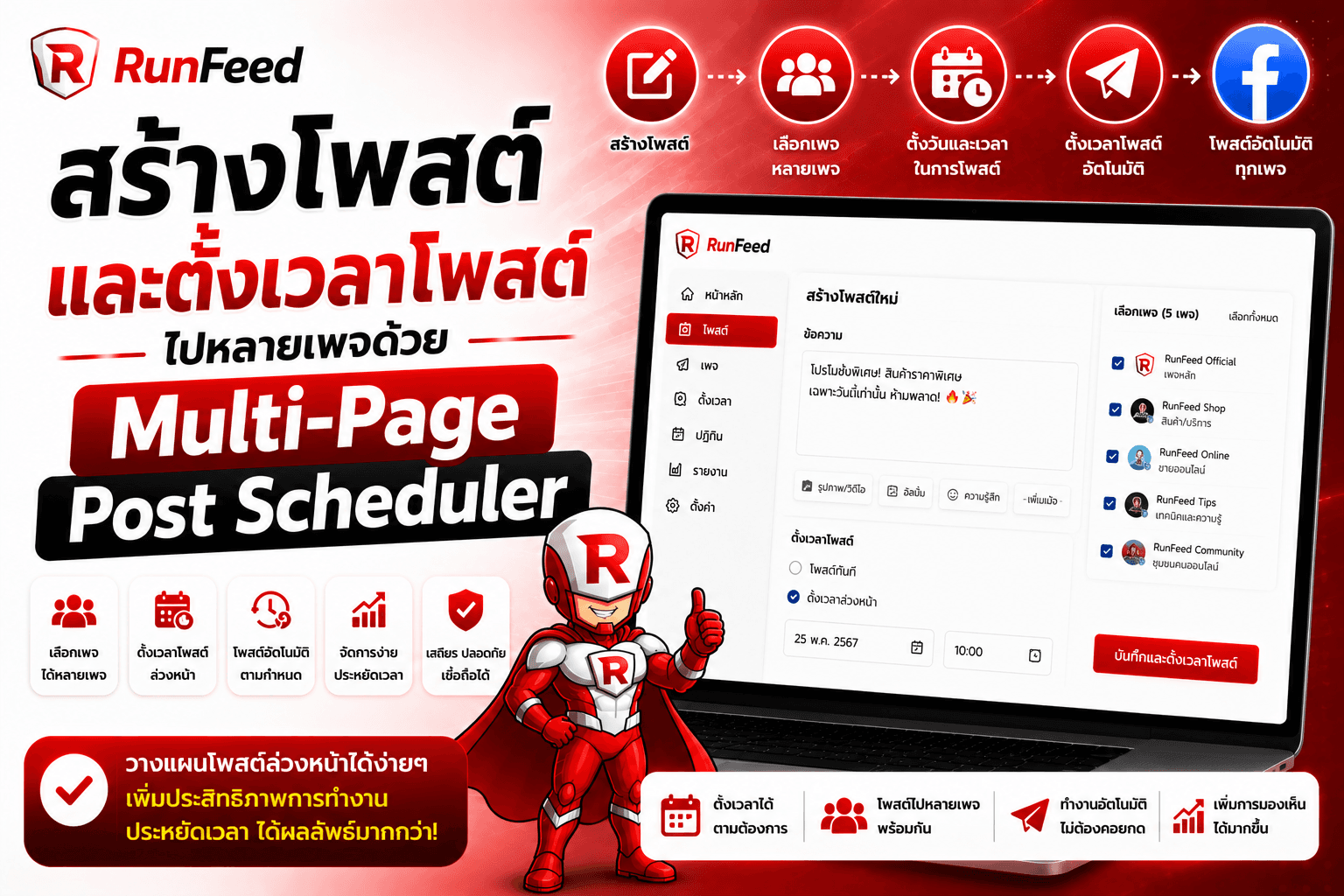 สร้างโพสต์และตั้งเวลาโพสต์ไปหลายเพจด้วย Multi-Page Post Scheduler